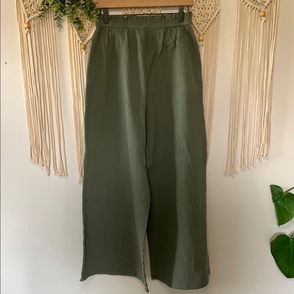 AERIE Pool To Party Wide Leg Gauzy Pants Green Size XL - Picture 7 of 14